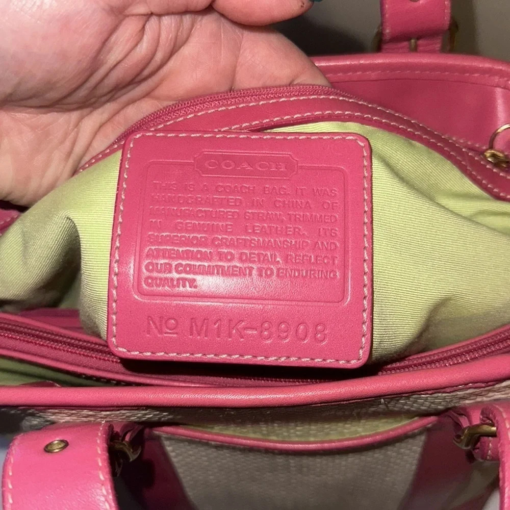 Vintage Coach Watermelon 🍉 Woven Leather Handbag GUC - Picture 7 of 11